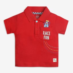 Ed-a-Mamma Baby Boys Typography Printed Polo Collar Pockets T-shirt-image-98