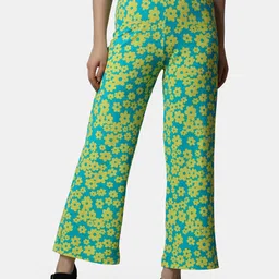 Popwings Women Smart Floral Printed High-Rise Easy Wash Trousers-image-65