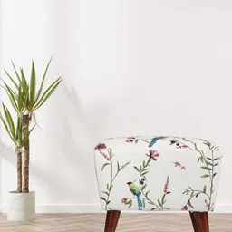 GLOBALLY INDIAN Off White & Green Printed Wooden Ottoman-19