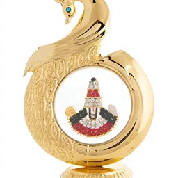INTERNATIONAL GIFT Gold toned & Black Peacock Tirupati Balaji Car Dashboard Showpiece-image-86