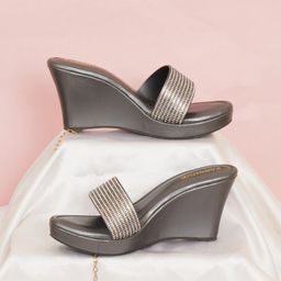 FABBHUE Embellished Open Toe Wedges-17