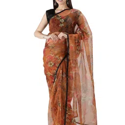 Sarisp Patchwork Organza Floral Saree-picture-13