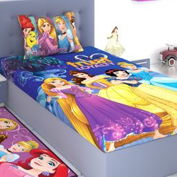 Disney Multicoloured 180 TC King Fine Cartoon Characters Bed Sheet with 1 Pillow Covers-18