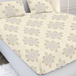 MAYFAIR HOMES LONDON Yellow & Grey Ethnic Motifs 300 TC King Bedsheet with 2 Pillow Covers-image-92