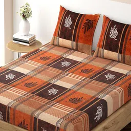 HOKIPO Floral 125 GSM Fitted King Bedsheet with 2 Pillow Covers-image-70