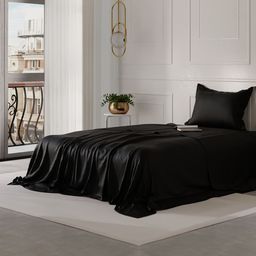 Stoa Paris Date Night Collection Solid 300 TC Satin Single Bedsheet with 1 Pillow Covers-image-87