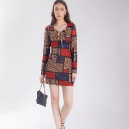 Stylecast X Hersheinbox Printed Slit Sleeve Mini Sheath Dress-image-16