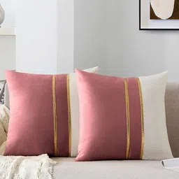 AEROHAVEN Rose & Gold-Toned Set of 2 Velvet Square Cushion Covers-11