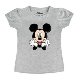Disney by Wear Your Mind Girls Grey Mickey Mouse Printed Pure Cotton T-shirt-image-124
