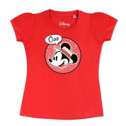 Disney by Wear Your Mind Girls Red Mickey Mouse Printed Puff Sleeves Pure Cotton T-shirt-image-81