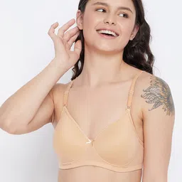 Clovia Nude Colored Solid Non-Wired Full Coverage T-shirt Bra-picture-29