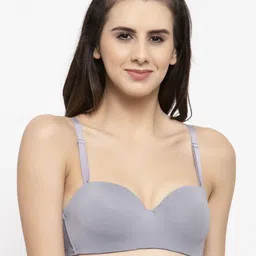 Quttos Grey Solid Wired Lightly Padded Balconette Bra QT-BR-4006-23
