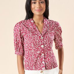 AKKRITI BY PANTALOONS Ethnic Motifs Printed Puff Sleeves Shirt Style Top-picture-15