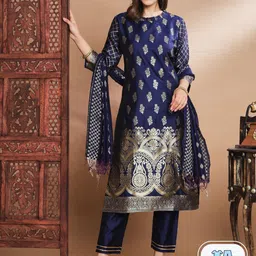 PPTOSS Floral Woven Design Jacquard Kurta With Trousers & Dupatta-38
