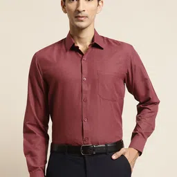 SOJANYA Men Maroon Cotton Classic Fit Solid Formal Shirt-image-52