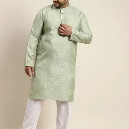 SOJANYA PLUS Men Green & Golden Jacquard Woven Design Kurta-15