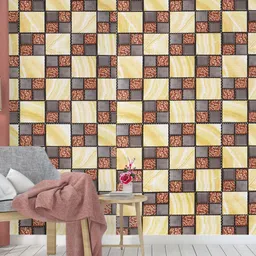 Dakshya Industries Yellow & Brown Abstract Printed Self-Adhesive Wallpaper-17