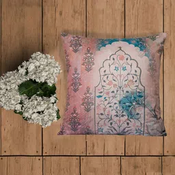 ZEBA World Rust & Green Ethnic Motifs Velvet Square Cushion Covers-image-90