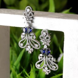 ZENEME Rhodium-Plated Paisley Shaped Drop Earrings-32