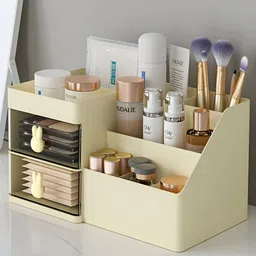 HOUSE OF QUIRK Cream 2 Drawer Makeup Organizer-49