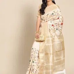 Mitera Floral Embroidered Zari Silk Cotton Mysore Silk Saree-image-58