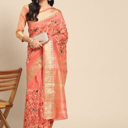 Mitera Floral Embroidered Zari Assam Silk Cottton Saree-picture-2