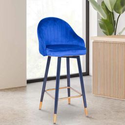 casacraft from pepperfry Blaze Velvet Bar Chair in Blue Colour-picture-43