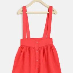 am ma Girls Rose Solid A-Line Skirt With Suspenders-image-46