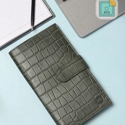 SAMTROH Unisex Olive Green & Green Animal Textured Leather Passport Holder-49