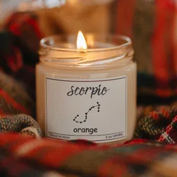 Aromatic Fables Scorpio Sun Sign White Orange Scented Jar Glass Candle-45