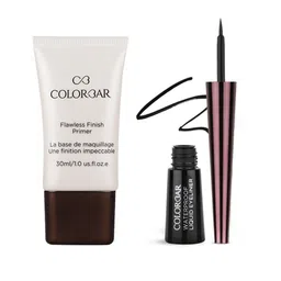 Colorbar Set of Precision Liquid Eyeliner 2.5 ml - Black & Flawless Finish Primer - 30 ml-34