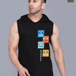 SLOWLORIS Pack Of 2 Printed Hooded Gym Innerwear Vests-image-49
