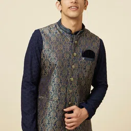Manyavar Men Self-Design Art Silk Nehru Jackets-image-58