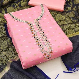 KALINI Woven Design Embroidered Beads & Stones Unstitched Dress Material-picture-14