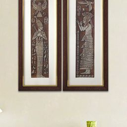 SHREE KALA HOME DECOR Brown 2 Pcs Egyptian King & Statuette Of A Snake Painting Wall Art-image-57