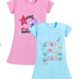 Todd N Teen Girls Pack Of 2 Printed Cotton T-shirt Nightdress-picture-13