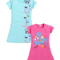 Todd N Teen Girls Pack Of 2 Printed Cotton T-shirt Nightdress-picture-27
