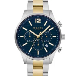 Obaku Men Blue Brass Embellished Dial & Multicoloured Stainless Steel Bracelet Style Straps Analogue Watch-11