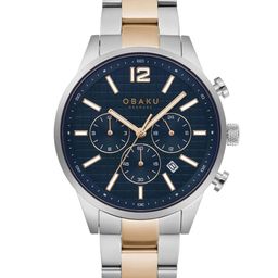 Obaku Men Blue Brass Embellished Dial & Multicoloured Stainless Steel Bracelet Style Straps Analogue Watch-8