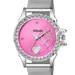 Mikado Women Pink Brass Dial & Steel Toned Bracelet Style Straps Analogue Watch SK 2220-image-103