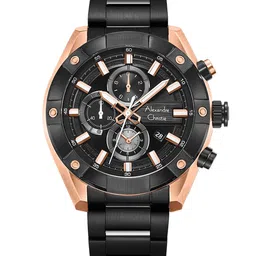 Alexandre Christie Men Black Embellished Dial Stainless Steel Straps Analog Watch-image-9
