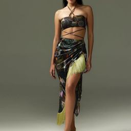 Tizzi Printed Mini Length Asymmetric Vanessa A Line Skirt-picture-36
