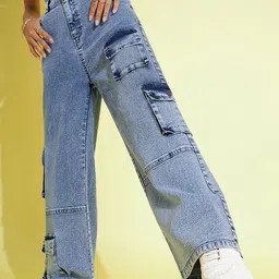 Noh.Voh - SASSAFRAS Kids Girls Blue Straight Fit Highly Distressed Heavy Fade Jeans-picture-0