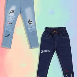 A-Okay Girls Pack Of 2 Slim Fit High-Rise Cuffed Hem Stretchable Jeans-image-66