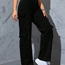 BROADSTAR Women Black Smart Clean Look Wide Leg High-Rise Stretchable Jeans-image-99