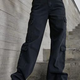 BROADSTAR Women Smart Wide Leg Stretchable Clean Look Cargo Jeans-image-93