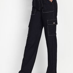 BROADSTAR Women Smart Wide Leg High-Rise Stretchable Cargo Jeans-image-72