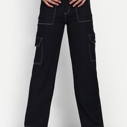 BROADSTAR Smart Women Clean Look Wide Leg High-Rise Cotton Stretchable Jeans-image-72