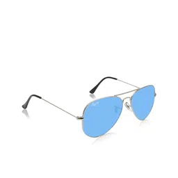RESIST EYEWEAR Aviator Sunglasses with UV Protected Lens 16 Arc Silver Blue Candy-54