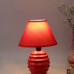 TAYHAA Red Textured Ceramic Classic Table Lamp-picture-0